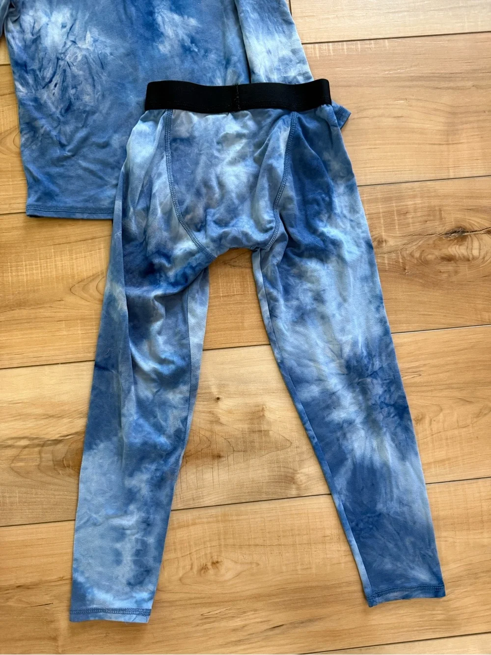 all in motion Kids Thermal Pajama Set - Blue Tie-Dye & Heather Gray